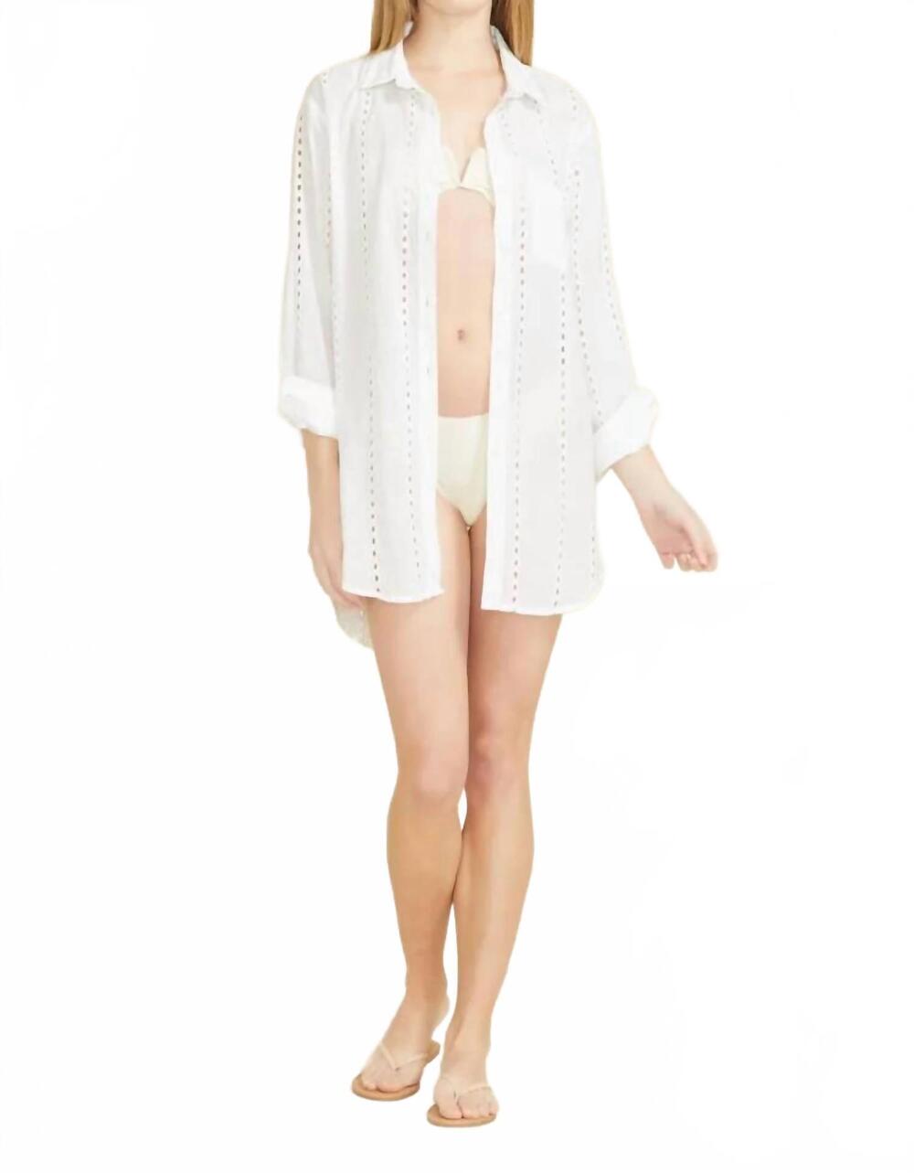NEW SITANO positano shirt dress in white